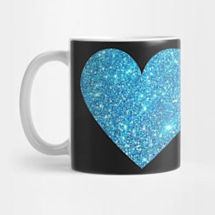 Light Blue Faux Glitter Heart Mug